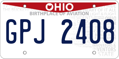 OH license plate GPJ2408