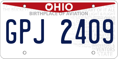 OH license plate GPJ2409