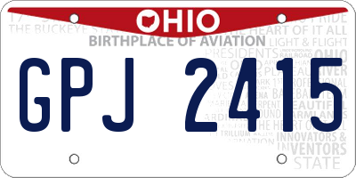 OH license plate GPJ2415
