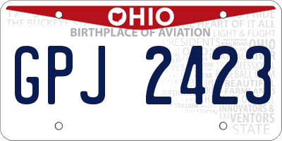 OH license plate GPJ2423