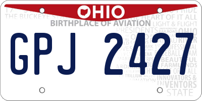 OH license plate GPJ2427