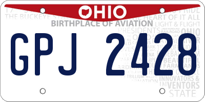 OH license plate GPJ2428