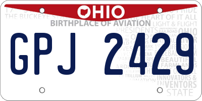 OH license plate GPJ2429