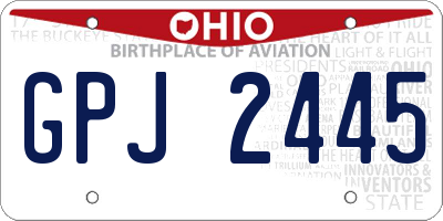 OH license plate GPJ2445