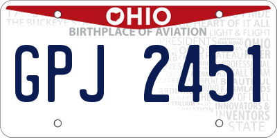OH license plate GPJ2451