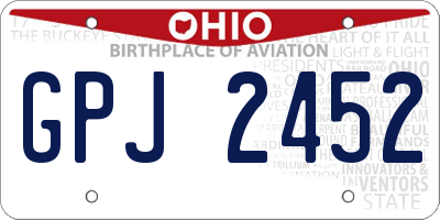 OH license plate GPJ2452
