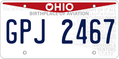 OH license plate GPJ2467
