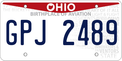 OH license plate GPJ2489