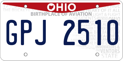 OH license plate GPJ2510