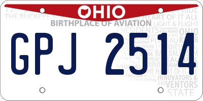 OH license plate GPJ2514