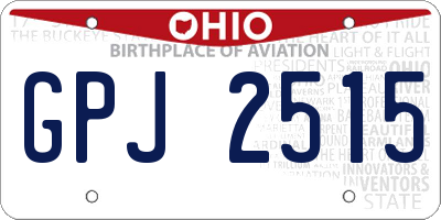 OH license plate GPJ2515
