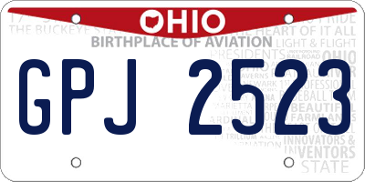 OH license plate GPJ2523