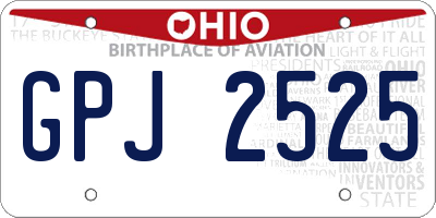 OH license plate GPJ2525