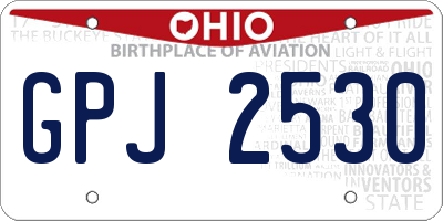OH license plate GPJ2530