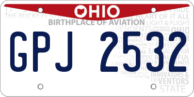 OH license plate GPJ2532