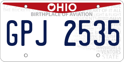 OH license plate GPJ2535