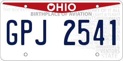 OH license plate GPJ2541