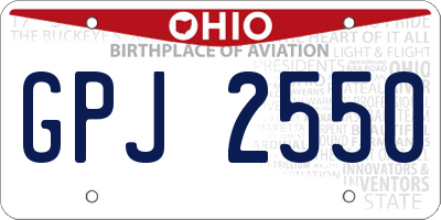 OH license plate GPJ2550
