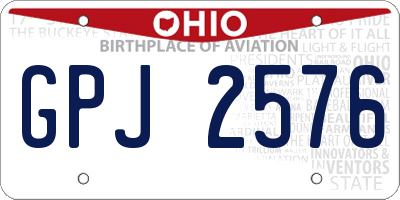 OH license plate GPJ2576