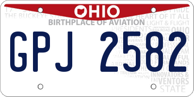 OH license plate GPJ2582
