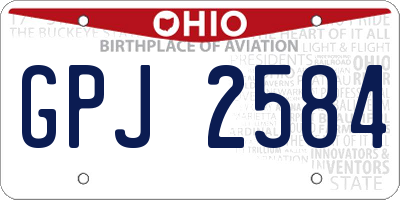 OH license plate GPJ2584