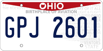 OH license plate GPJ2601