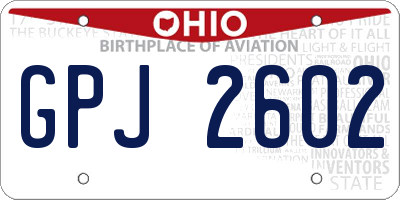 OH license plate GPJ2602