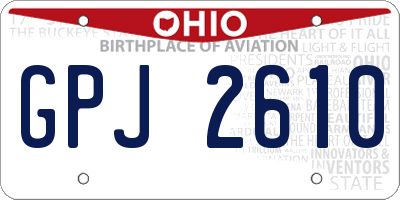 OH license plate GPJ2610