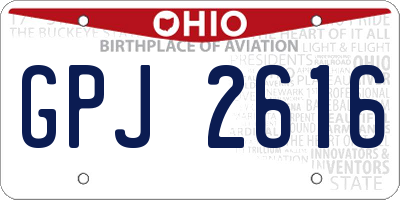 OH license plate GPJ2616