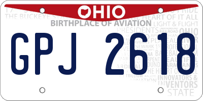 OH license plate GPJ2618