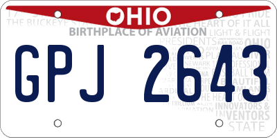 OH license plate GPJ2643