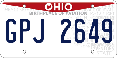 OH license plate GPJ2649