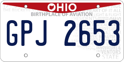 OH license plate GPJ2653