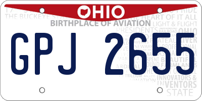 OH license plate GPJ2655