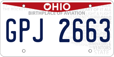 OH license plate GPJ2663