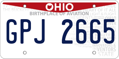 OH license plate GPJ2665