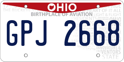 OH license plate GPJ2668