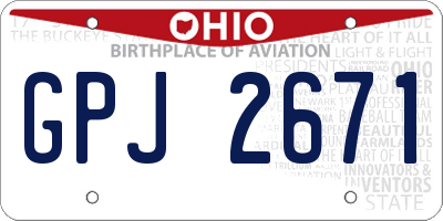 OH license plate GPJ2671