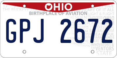 OH license plate GPJ2672