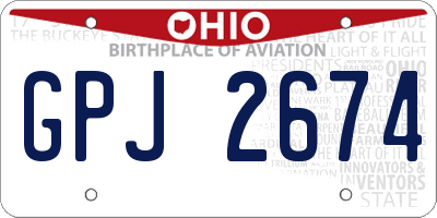 OH license plate GPJ2674