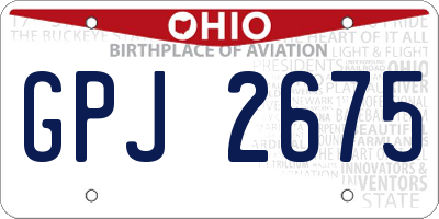 OH license plate GPJ2675