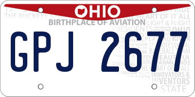 OH license plate GPJ2677