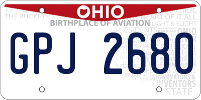 OH license plate GPJ2680