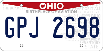 OH license plate GPJ2698