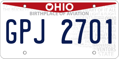 OH license plate GPJ2701