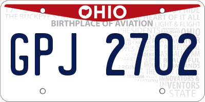 OH license plate GPJ2702