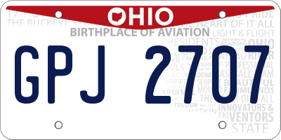 OH license plate GPJ2707