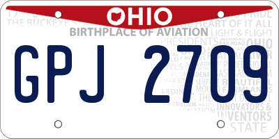 OH license plate GPJ2709