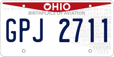 OH license plate GPJ2711