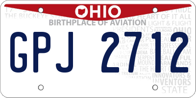 OH license plate GPJ2712
